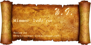 Wimmer Ivána névjegykártya